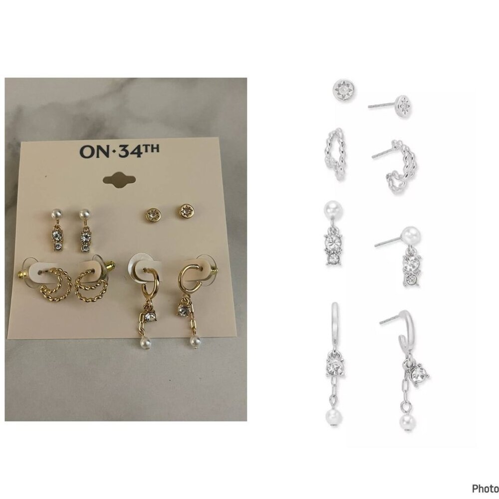 4-Pc. Set Crystal & Imitation Pearl Earrings, Created for Macy's